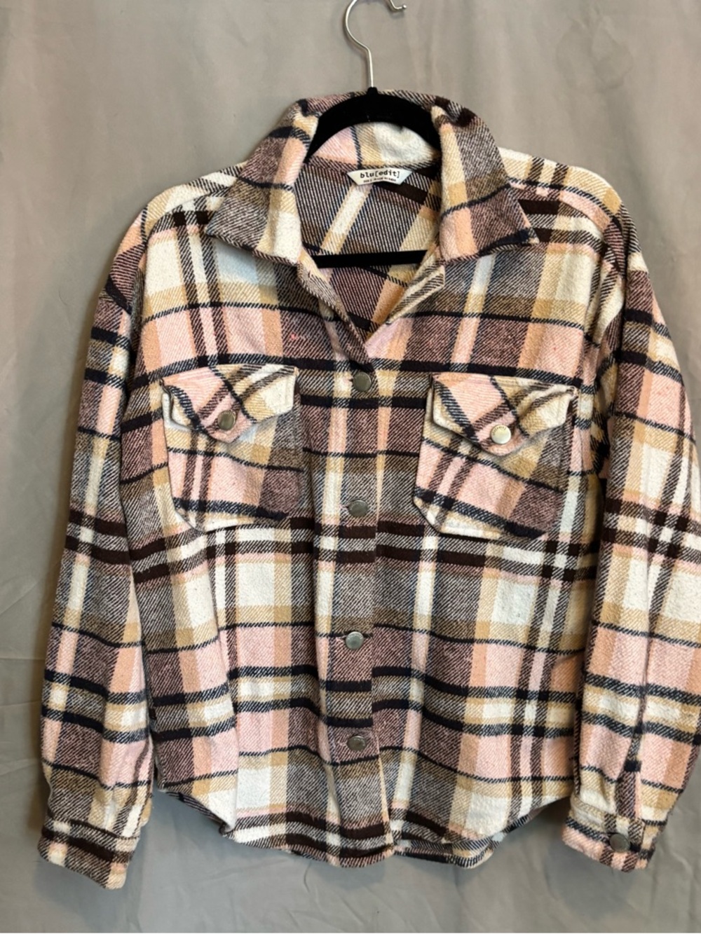 Plaid Shacket Jacket in Pink and Brown